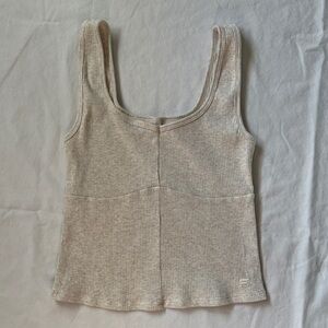 Fabletics Light Beige Ribbed Tank Top